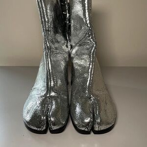 Maison Martin Margiela Shiny Silver Heeled Boots